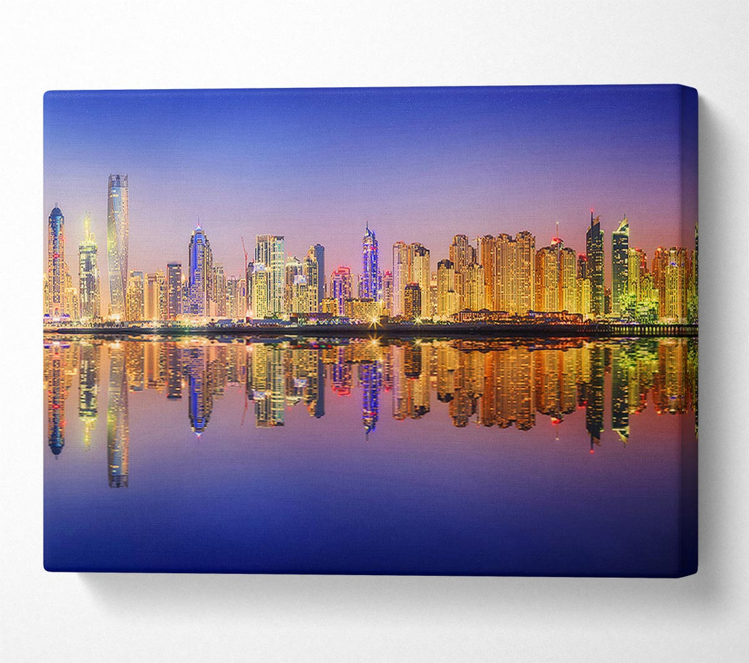 Picture of Reflections Of The Colourful City By Night Canvas Print Wall Art