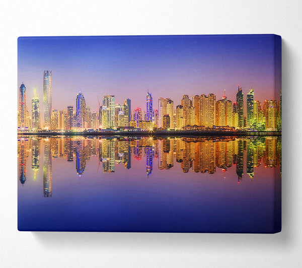 Picture of Reflections Of The Colourful City By Night Canvas Print Wall Art