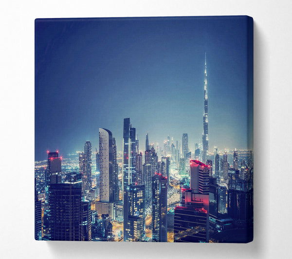 A Square Canvas Print Showing City Lights Square Wall Art