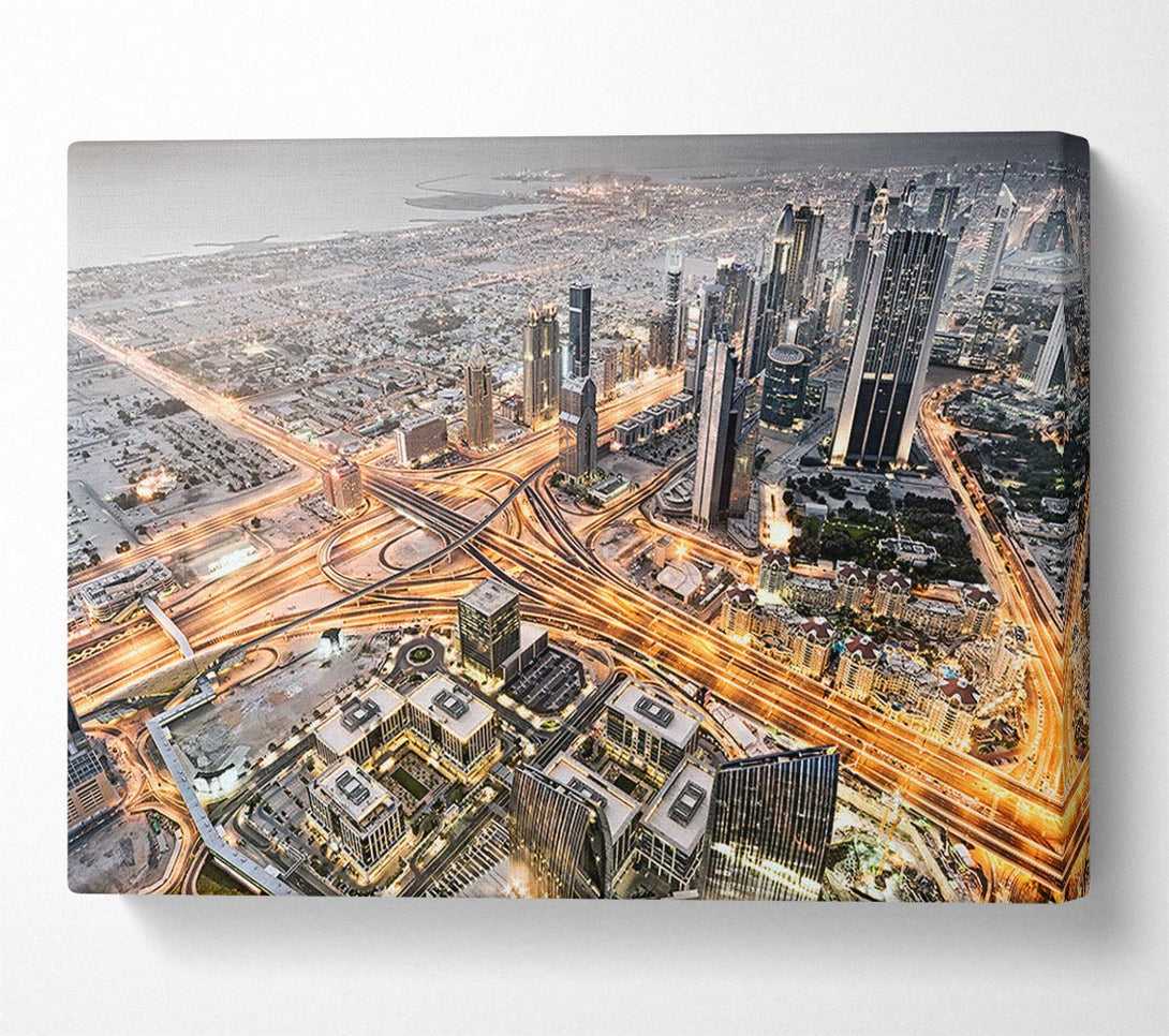 Picture of Golden City Roads Canvas Print Wall Art