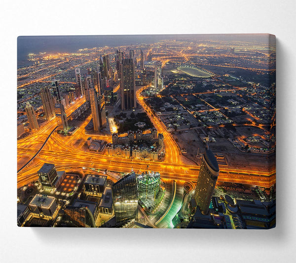 Picture of Golden Roads Through The City Canvas Print Wall Art