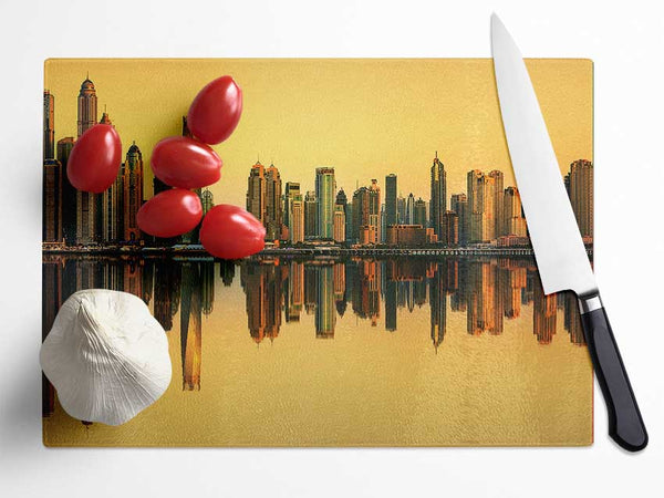 Golden Reflections Glass Chopping Board