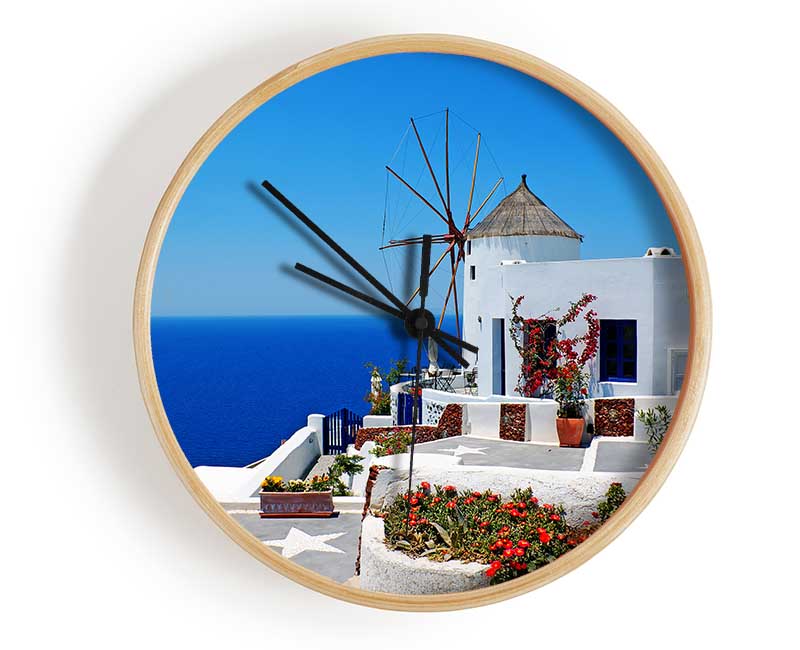 The Magic Of Santorini Clock - Wallart-Direct UK