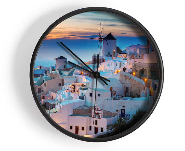 Santorini At Sunset Clock - Wallart-Direct UK