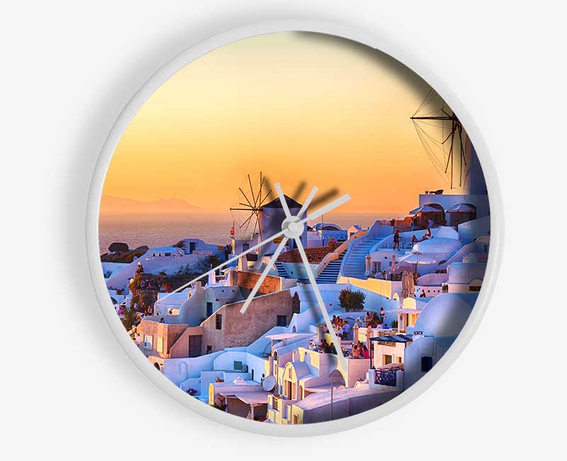 Sunset In Santorini Clock - Wallart-Direct UK