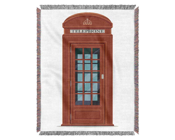 Red Phone Box Woven Blanket