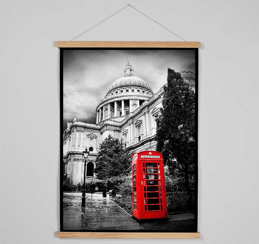 St Pauls Red Phone Box Hanging Poster - Wallart-Direct UK