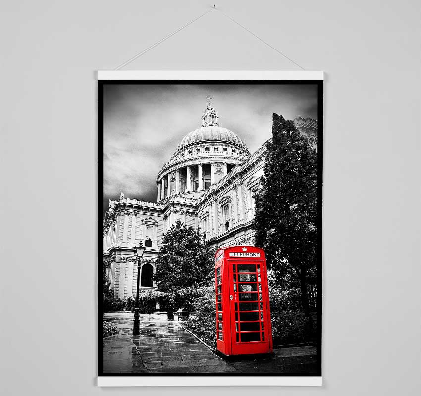 St Pauls Red Phone Box Hanging Poster - Wallart-Direct UK