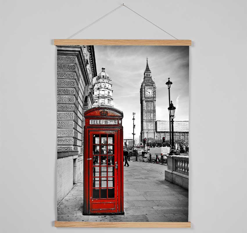 Red Phone Box Near Big Ben Hanging Poster - Wallart-Direct UK