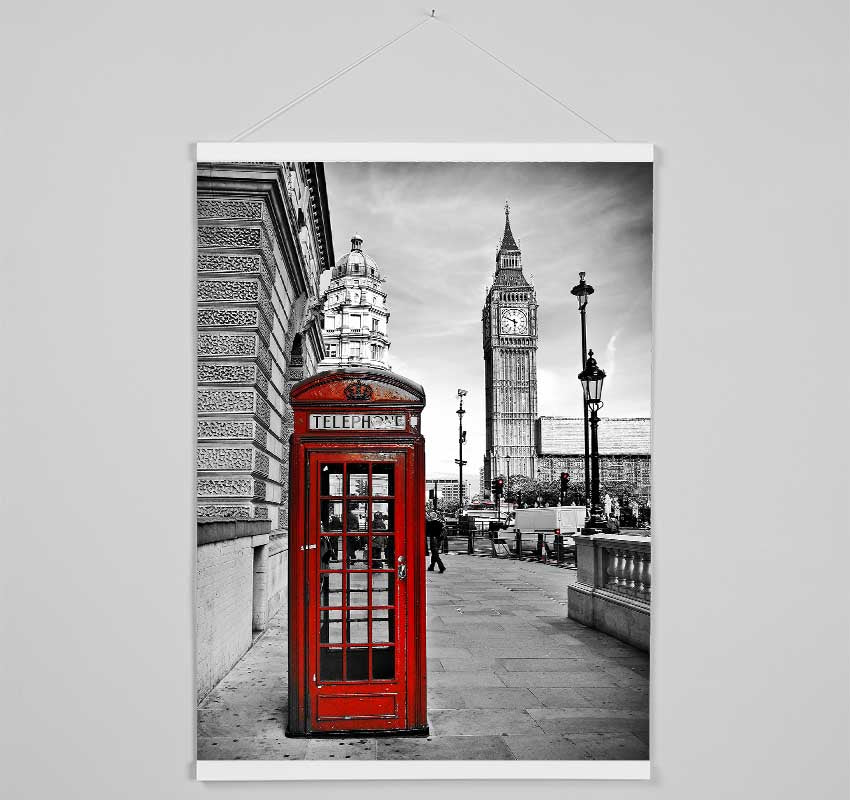 Red Phone Box Near Big Ben Hanging Poster - Wallart-Direct UK