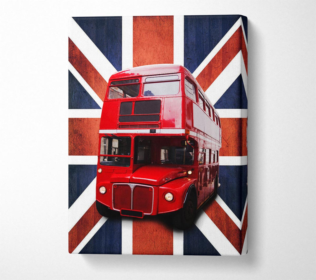 Picture of Red Bus On The British Flag Canvas Print Wall Art