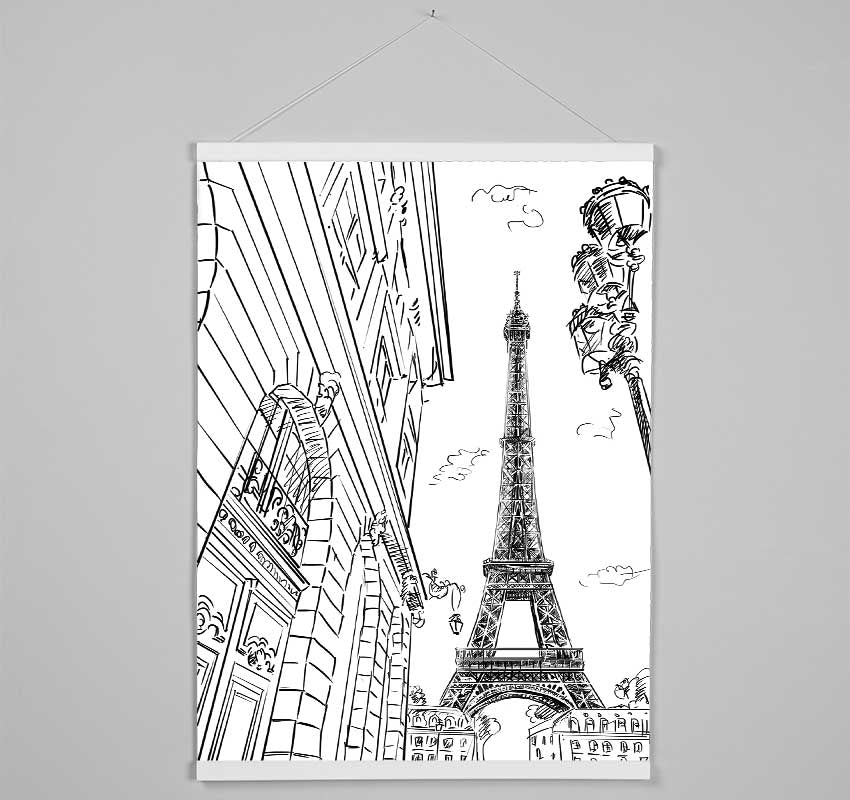 Eiffel Tower Streets 2 Hanging Poster - Wallart-Direct UK