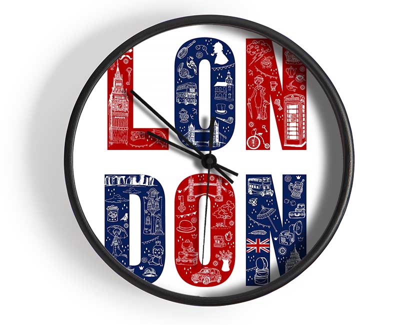 Red White And Blue Clock - Wallart-Direct UK