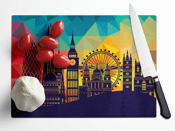 Rainbow London Splash 4 Glass Chopping Board