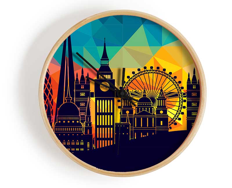 Rainbow London Splash 4 Clock - Wallart-Direct UK