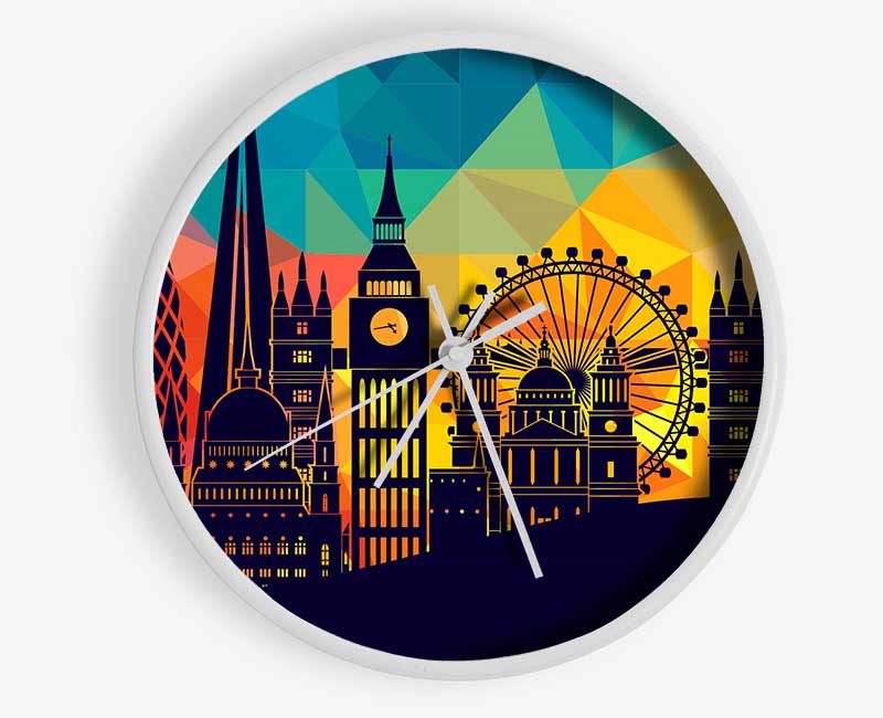 Rainbow London Splash 4 Clock - Wallart-Direct UK