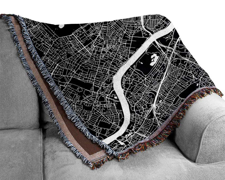 The Map Of London Thames 5 Woven Blanket