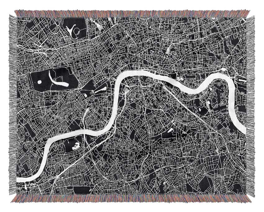 The Map Of London Thames 5 Woven Blanket