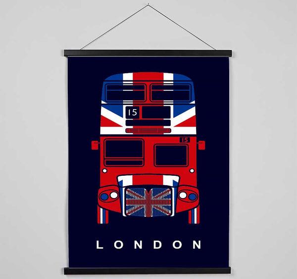 English Flag On A London Red Bus Hanging Poster - Wallart-Direct UK