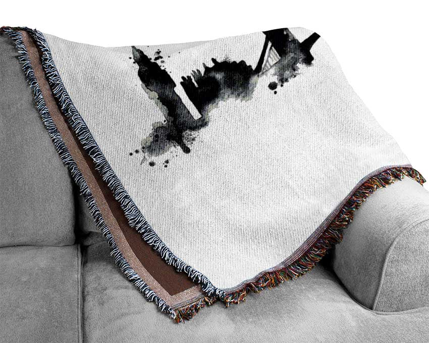 Black Splash City Woven Blanket