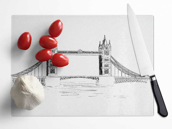 Tower Bridge Outline 4 Glass Chopping Board