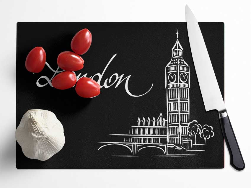 Black And White Big Glass Chopping Board