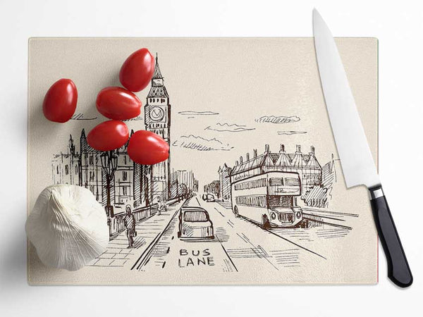 London Street Outline 1 Glass Chopping Board