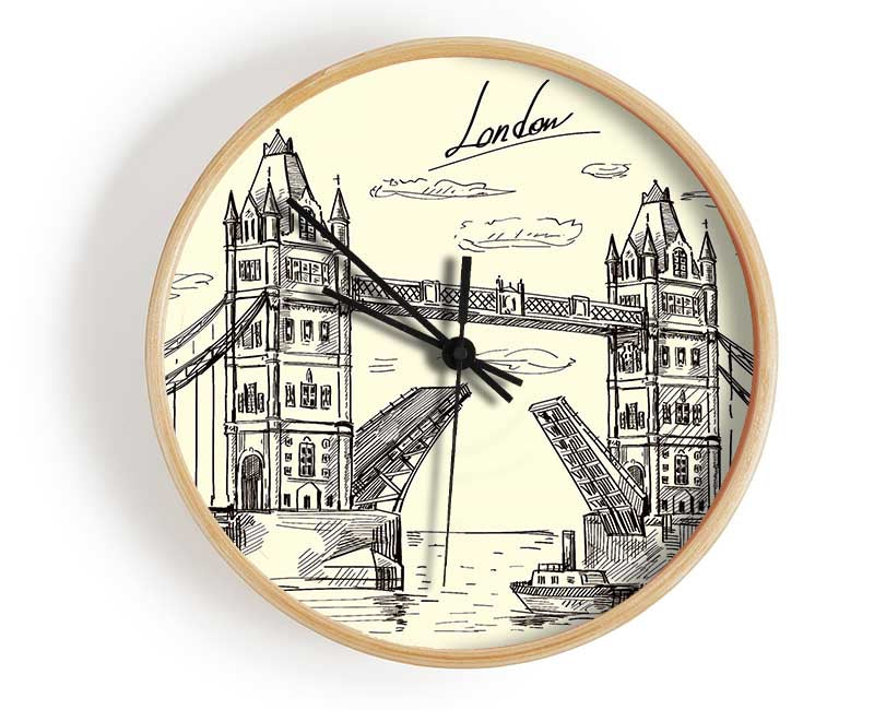 Tower Bridge Outline 5 Clock - Wallart-Direct UK