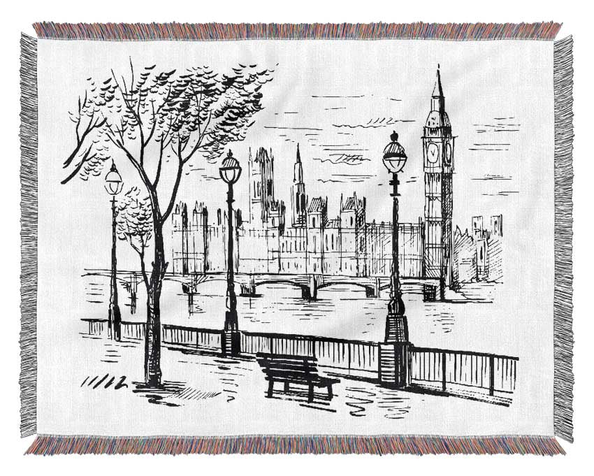 Outline Of The Houses Of Parliament Woven Blanket