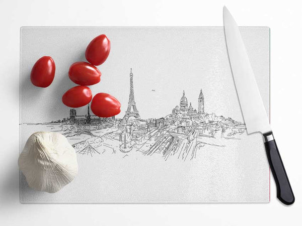 Eiffel Tower Over The City 11 Glass Chopping Board