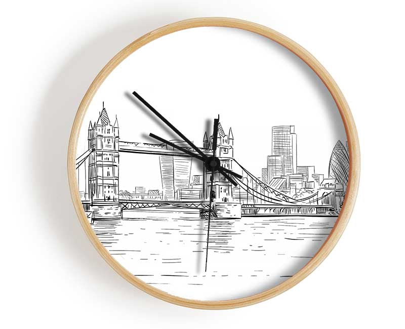 Tower Bridge Outline 1 Clock - Wallart-Direct UK