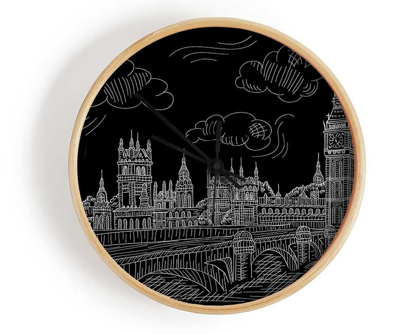 Houses Of Parliament And Big Ben Outline Clock - Wallart-Direct UK