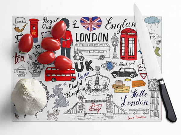 All The Things To Love In The City 1 Glass Chopping Board