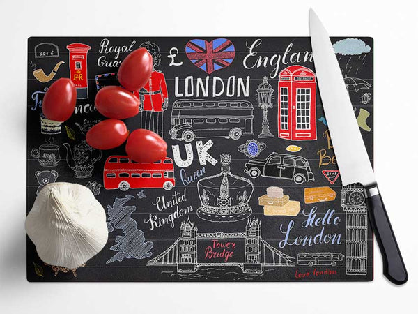 All The Things To Love In The City 2 Glass Chopping Board