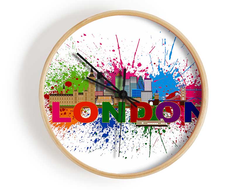 Rainbow London Splash 3 Clock - Wallart-Direct UK