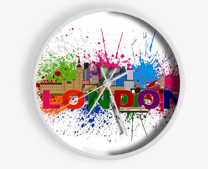 Rainbow London Splash 3 Clock - Wallart-Direct UK