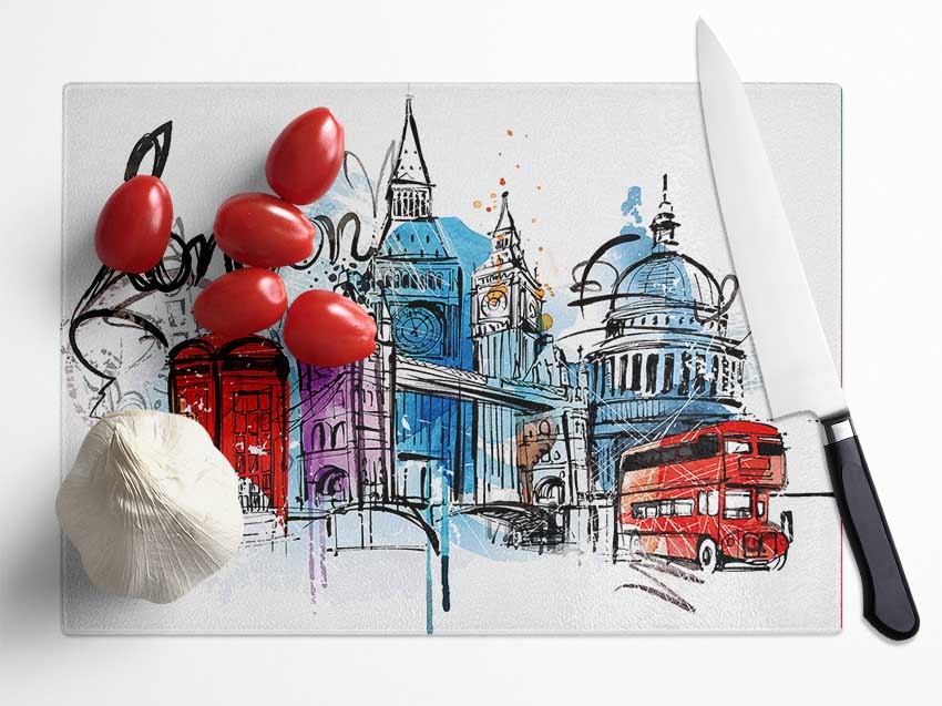 Iconic London Sites Glass Chopping Board