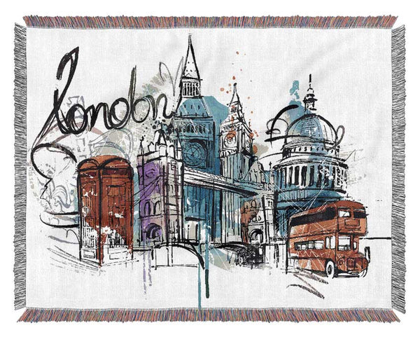 Iconic London Sites Woven Blanket