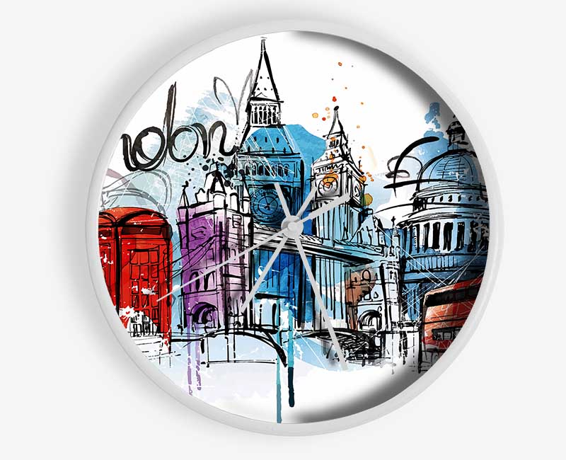 Iconic London Sites Clock - Wallart-Direct UK