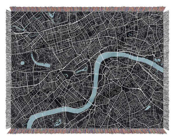 The Map Of London Thames 2 Woven Blanket