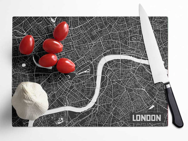 The Map Of London Thames 3 Glass Chopping Board