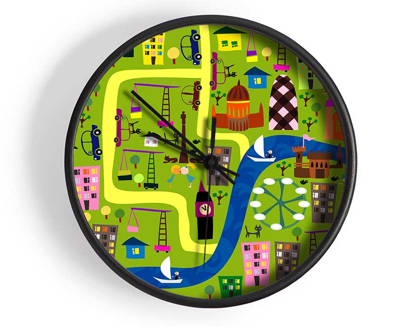 Childs Map Of The City Clock - Wallart-Direct UK