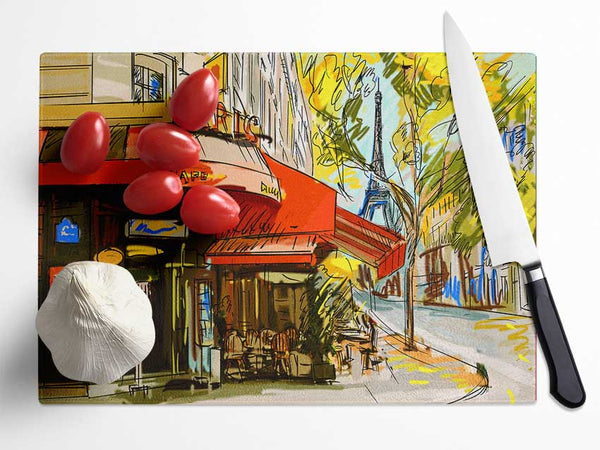 Eiffel Tower Streets 14 Glass Chopping Board