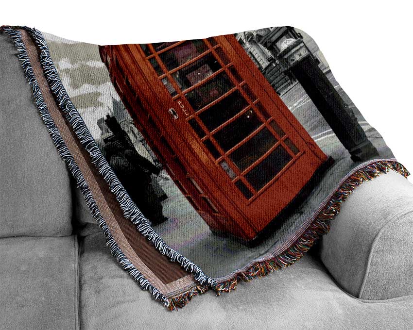 Double Decker Red Bus Through The Streets Woven Blanket