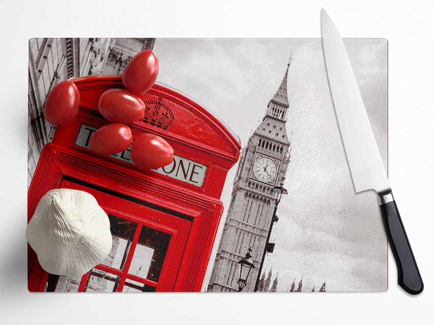 Big Ben Phone Box Glass Chopping Board