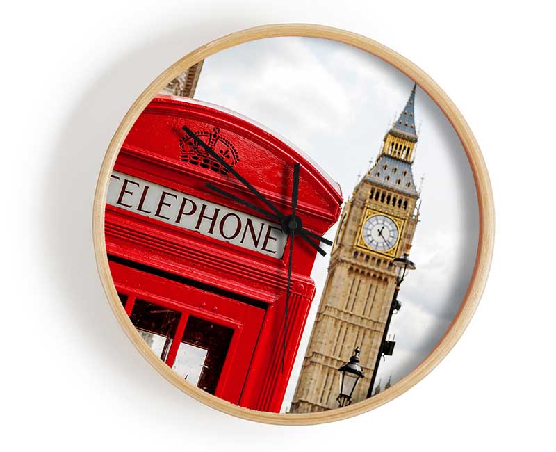 Red Telephone Box Next To Big Ben Clock - Wallart-Direct UK