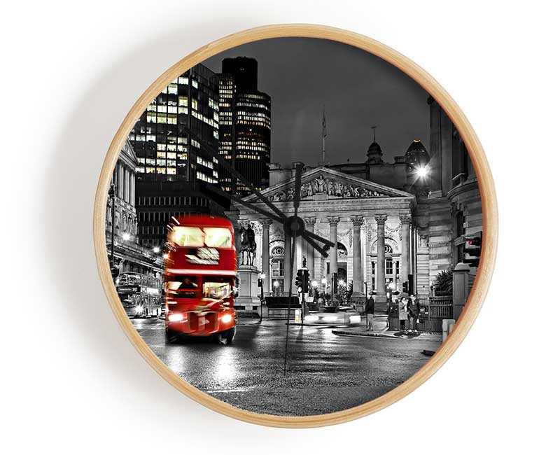 Red Bus In The Heart Of The City Clock - Wallart-Direct UK