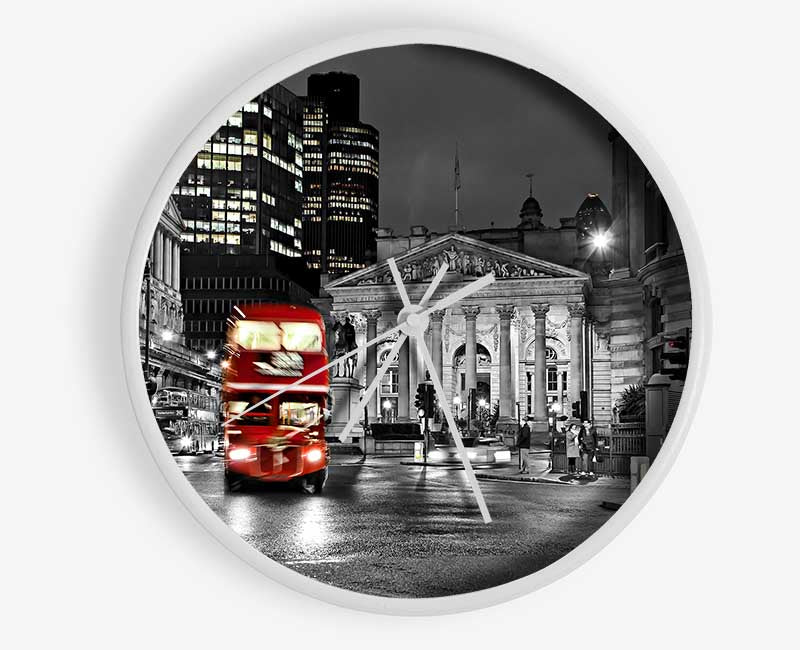 Red Bus In The Heart Of The City Clock - Wallart-Direct UK