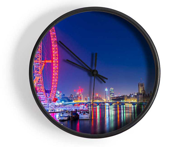 London Eye Rainbow Thames At Night Clock - Wallart-Direct UK