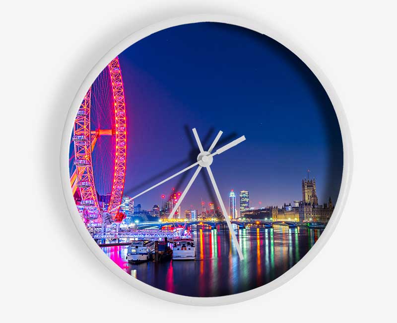 London Eye Rainbow Thames At Night Clock - Wallart-Direct UK